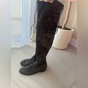 Stuart Weitzman Lowland Grey Suede Over-the-Knee Boots